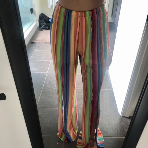New! Rainbow striped flare pant - Picture 3 of 5